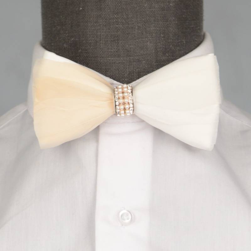 Бабочка мужская с перьями 0006